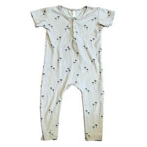 Quincy Mae Green Palm Tree Ribbed Coverall Size 2-3Y